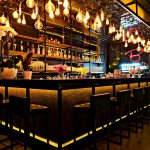 light bulbs over bar area
